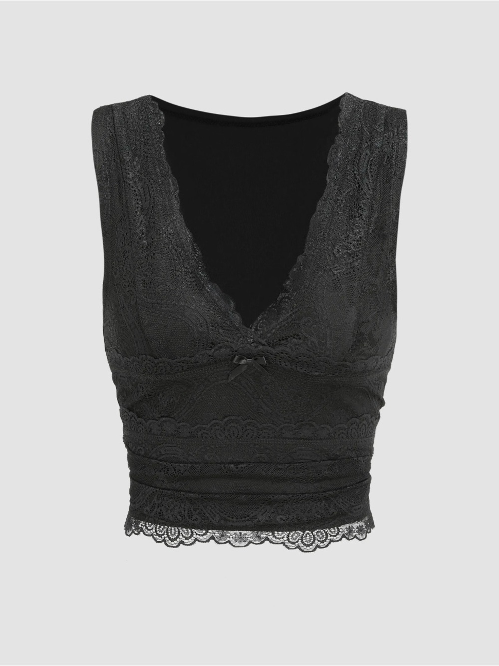 NWT Lace Ruched Crop Tank Top - Picture 2 of 5